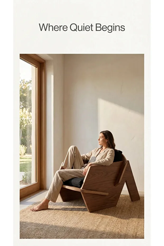 BIRD Ahşap Ceviz Berjer, Krem Keten Kumaş Tekli Koltuk, Doğal Ahşap Kanepe